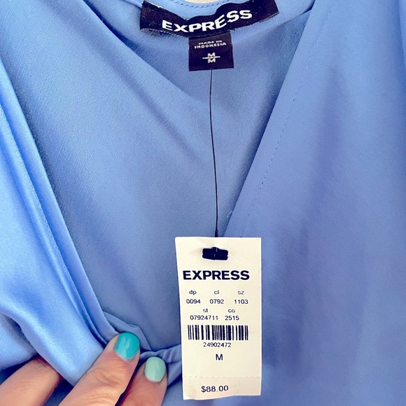 Light blue midi satin dress - Picture 2 of 3